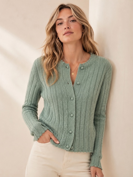 Ralph Lauren Sweaters - Ralph Lauren Hand Knit Merino Wool Angora Cardigan Sweater Sage Green M